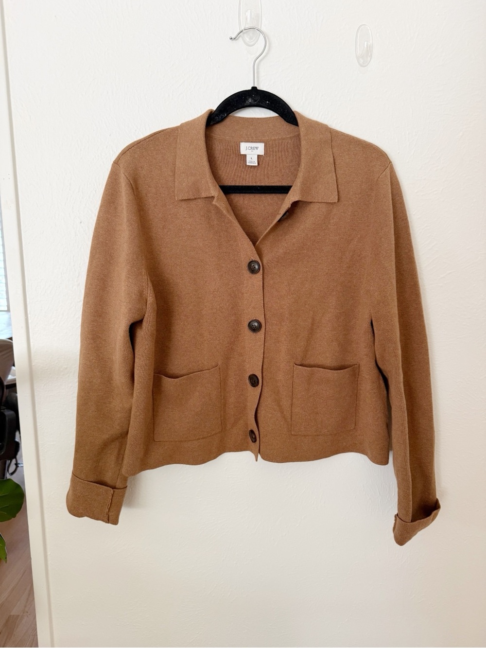 J. Crew Polo Cardigan Sweater Jacket Sz L - Picture 2 of 6
